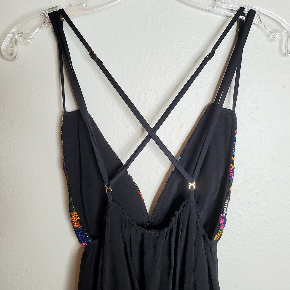 Boho Babydoll Mini Summer Dress M Black Embroidered Flowy For Love & Lemons - Picture 8 of 13
